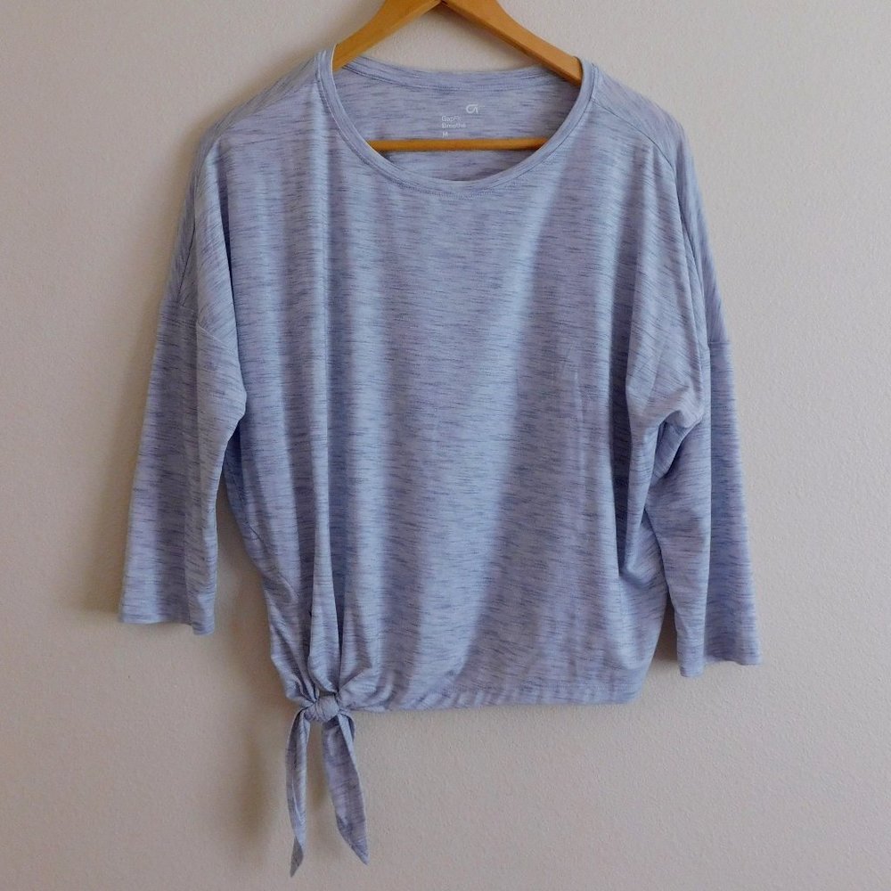 Women's Gap GapFit Breath Tie-Front 3/4 Sleeve Cropped Top, Size M